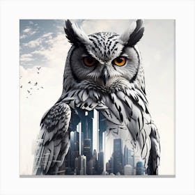 Owl In The City 2 Canvas Print