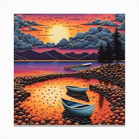 Boats At Sunset Canvas Print