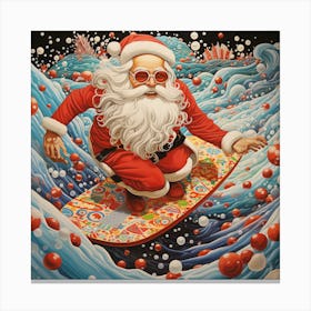 Santa Surfing Canvas Print