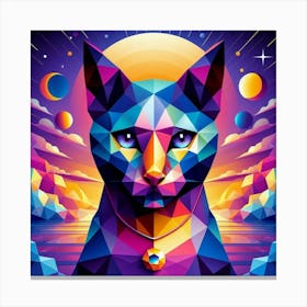 Zinnia Low Poly Cat Canvas Print