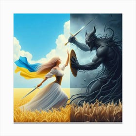 Demon And Woman Canvas Print