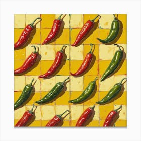 Chilli Peppers Yellow Checkerboard 1 Canvas Print