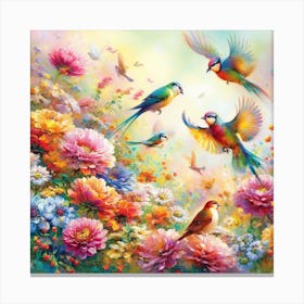 Birds In The Garden Canvas Print