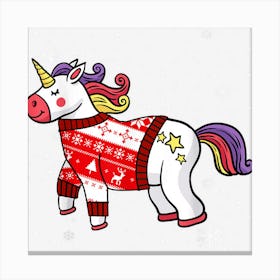 Funny Christmas Unicorn Pajama Snow Gifts For Men Women Xmas Canvas Print