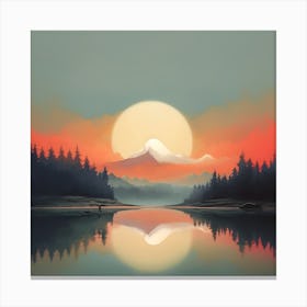 'Sunset In The Mountains' Landscape Painting Canvas Print