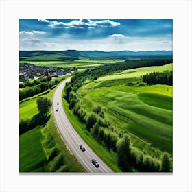 Nature Transportation City Summer Highway Expressway Grass Hill Traffic Country Up High G (7) Canvas Print