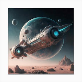 Spaceship In Space Canvas Print