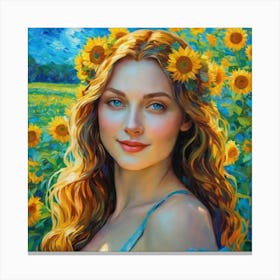 Sunflower Girlghjj Canvas Print