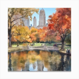 Central Park Lake Canvas Print