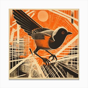 Retro Bird Lithograph House Sparrow 1 Canvas Print