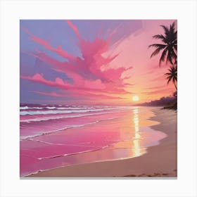 Sunset Beach Pink Dreamy Art Print 1 Canvas Print