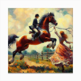 Girl And A Horse 6 Canvas Print