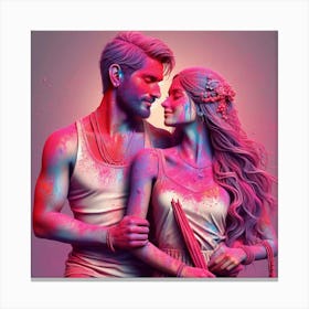 Holi Couple 15 Canvas Print