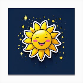 Lovely smiling sun on a blue gradient background 82 Canvas Print