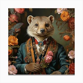 Bear In A Suit art print Canvas Print