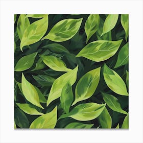 Seamless Pattern Of Green Leaves 2 Canvas Print