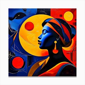  Portrait Art, Vibrant Colors Afro-American Woman Print Canvas Print