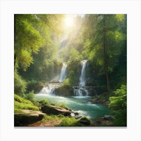 Cascade Among The Trees Canvas Print