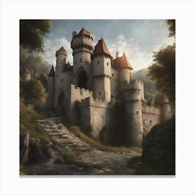 Castle Of Legends Dungeons Whisper And Treasures Gleam Canvas Print