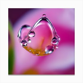 A Close Up Of A Delicate Raindrop On A Vibrant Flower Petal, Showcasing Its Reflective Surface And I (1) Canvas Print