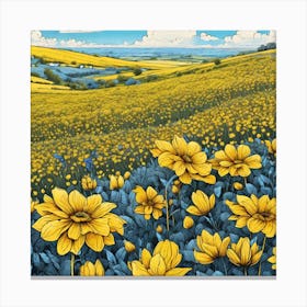 Yellow Daisy Field 1 Canvas Print