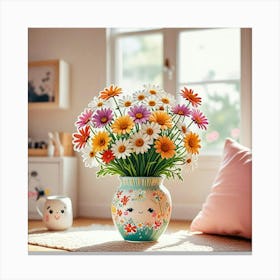 Daisies In A Vase 2 Canvas Print