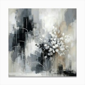 Abstract Floral Monochrome Serenity 3 Canvas Print