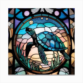 Sea turtle stained glass soothing pastels Canvas Print