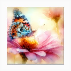 Butterfly On A Flower 1 Canvas Print