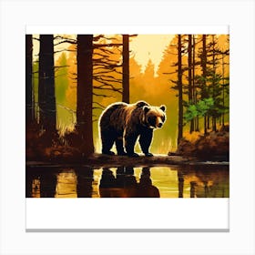 Brown Bear In The Forest Canvas Print