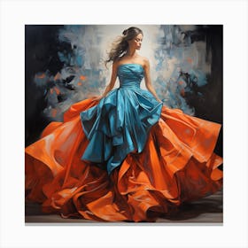 Blue And Orange Dress Canvas Print