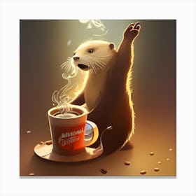 Otter Cafe - One More Latte, Please! Canvas Print
