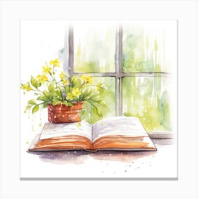 Watercolor Book With Flowers 1 Canvas Print