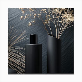 Black Vase With Flowers Canvas Print