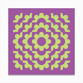 Midcentury Modern Abstract Geometric Flower Pattern Floral in Purple Forest Sage Green 2 Canvas Print