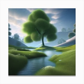 Tree In A Field 2 Canvas Print