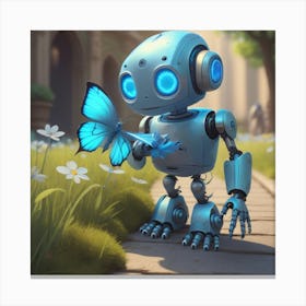 Robot With Butterfly Canvas Print