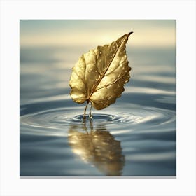 Golden Leaf In Water 1 Canvas Print