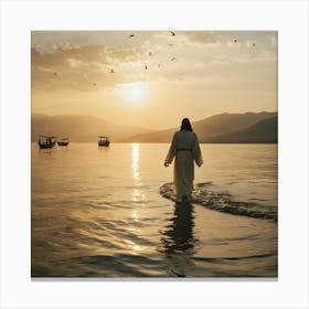 Jesus Walking In The Water 13 Canvas Print