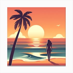 Sunset At The Beach Canvas Print