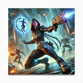 A Dynamic Sci Fi Action Scene Illustrating Advanc Canvas Print