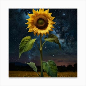 Sunflower In The Night Sky Canvas Print