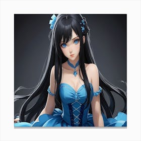 Anime Girl In Blue Dress Canvas Print