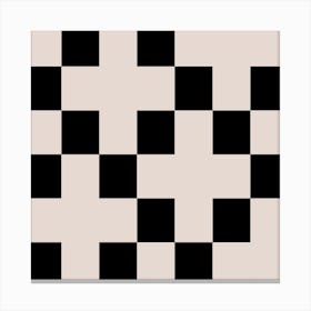 Checker Black Beige Square Canvas Print
