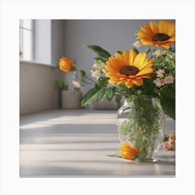 Sunflowers In A Vase Canvas Print