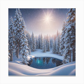Winter Forest With Visible Horizon And Stars From Above Drone View Perfect Composition Beautiful Canvas Print