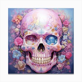 Skull With Flowers 12 Canvas Print