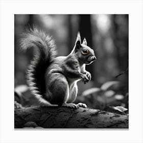 Black And White Squirrel 3 Canvas Print
