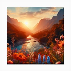 Sunset In The Mountains 1 Canvas Print