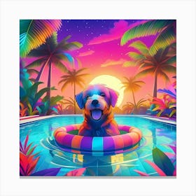 Dog In The Pool 2 Canvas Print